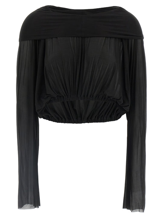 Crooped Hooded Tunic Maglioni Nero