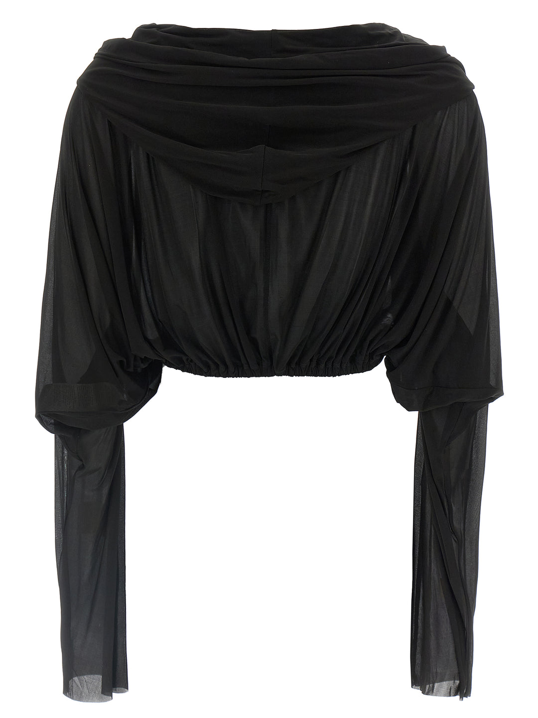 Rick Owens Crooped Hooded Tunic Maglioni - Nero | 02b779bc0822a16135593ee85b283f4cea304463