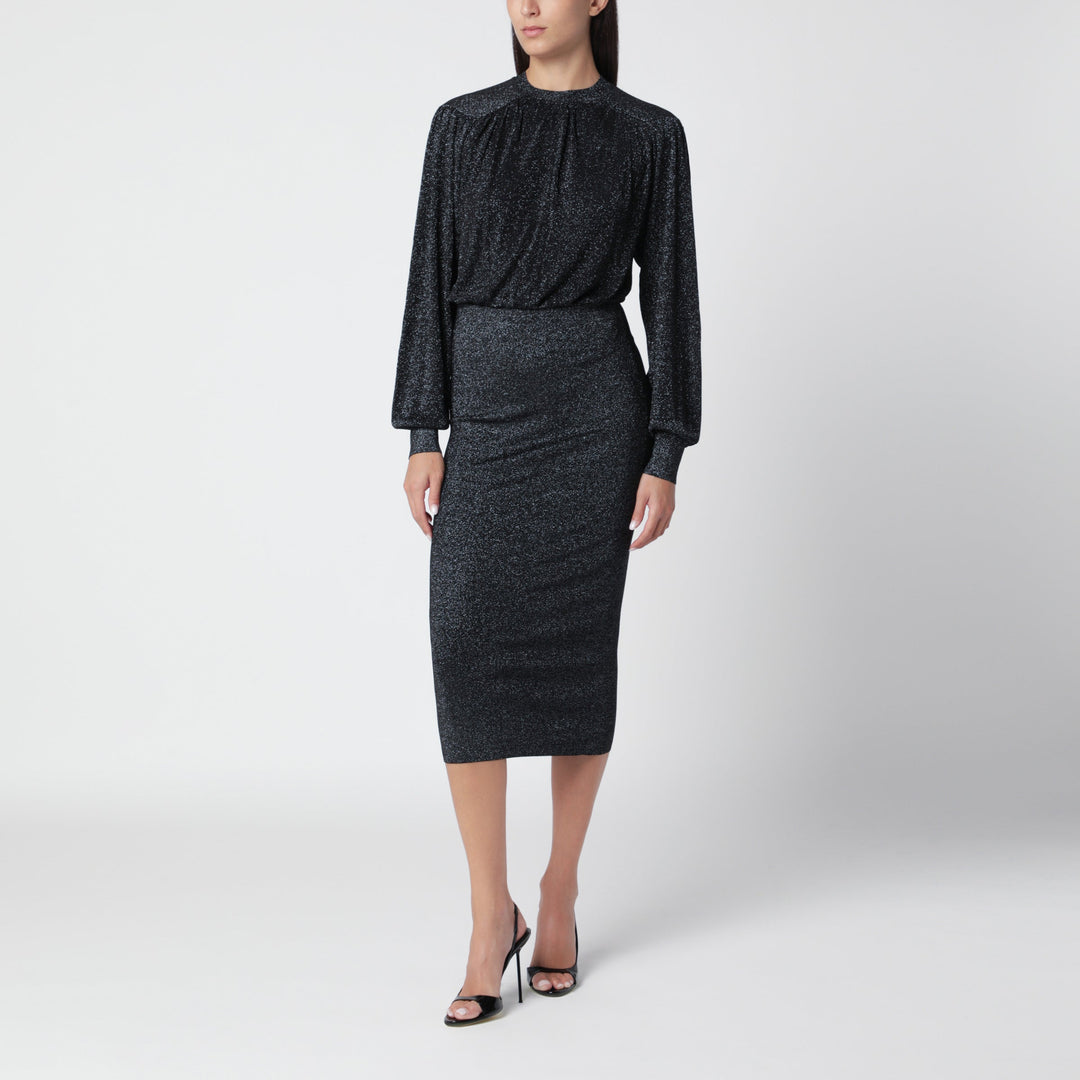 Isabel Marant Abito Midi in Jersey Lurex Nero