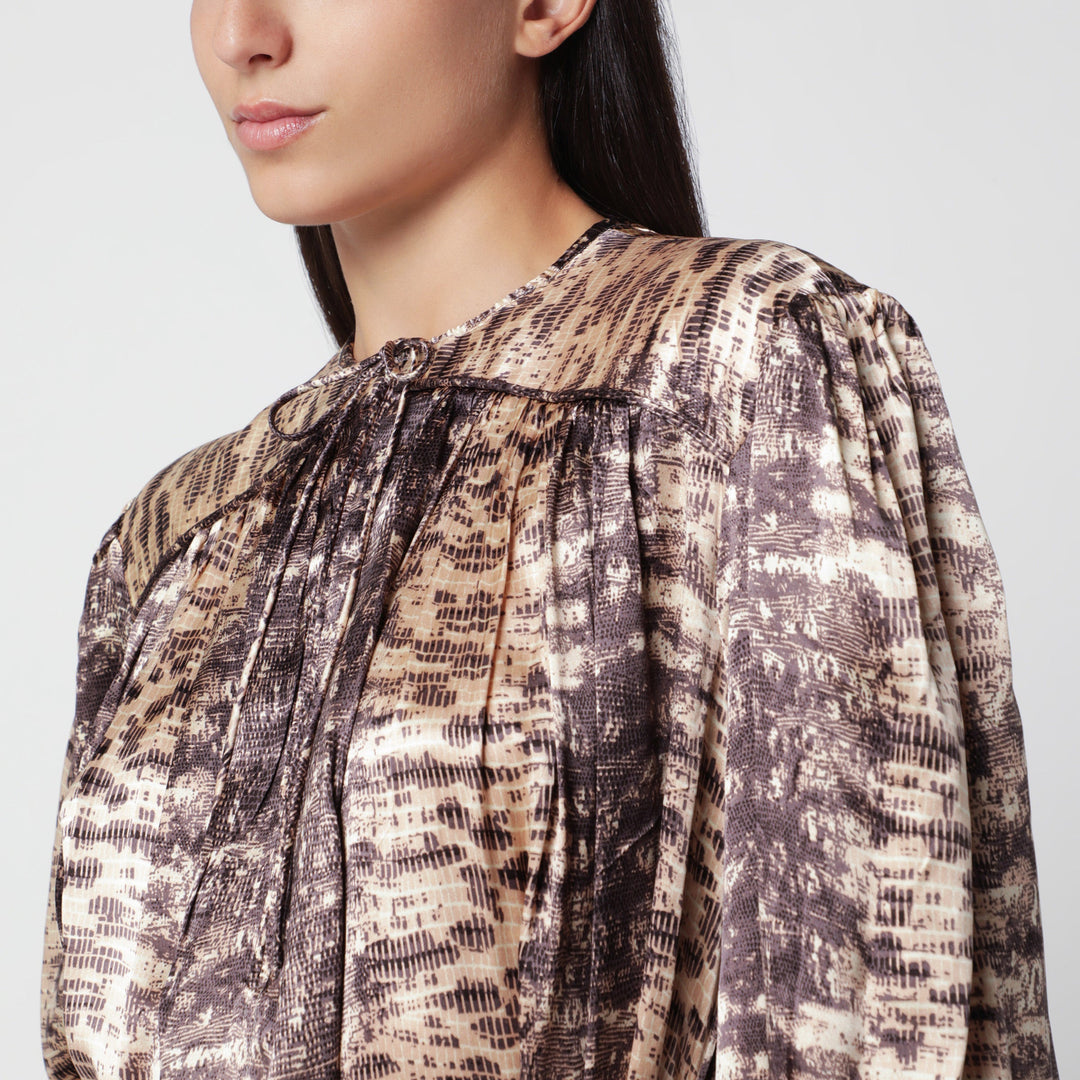 Isabel Marant Vestido Midi de Seda Beige con Cinturón