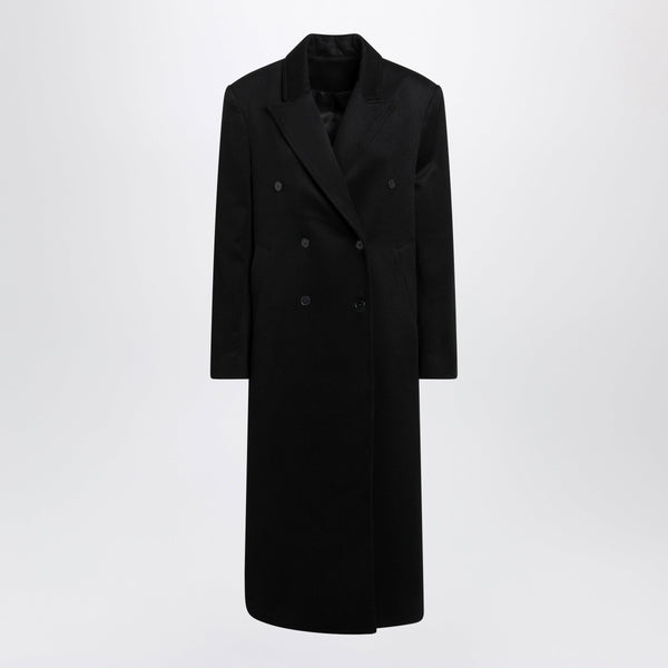 Rosco Black Double-Breasted Wool And Cashmere Long Coat