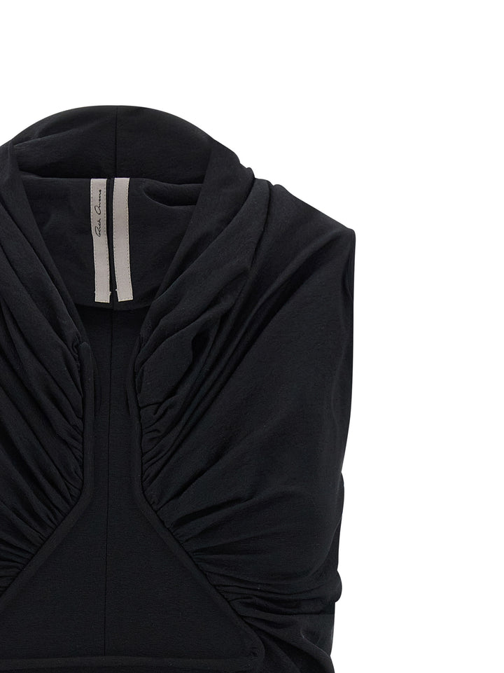 Rick Owens Jersey Ss Prong Top - Nero | 7b145390fdb732c315296fe8856428cf55caeb40