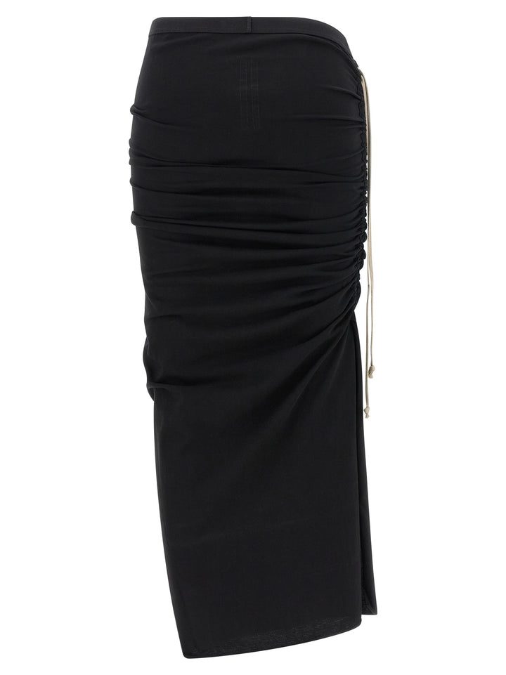 Rick Owens Edfu Knee Gonne - Nero | a419fe6b0271add25ba53a379a2aeced6d38c524