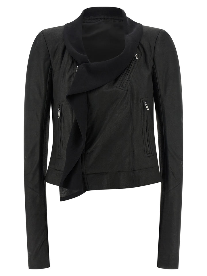 Rick Owens Scarf Biker Puffer Jackets - Nero | 899751c29c77a1b8f10a482b1d03f7fd2e464c5f