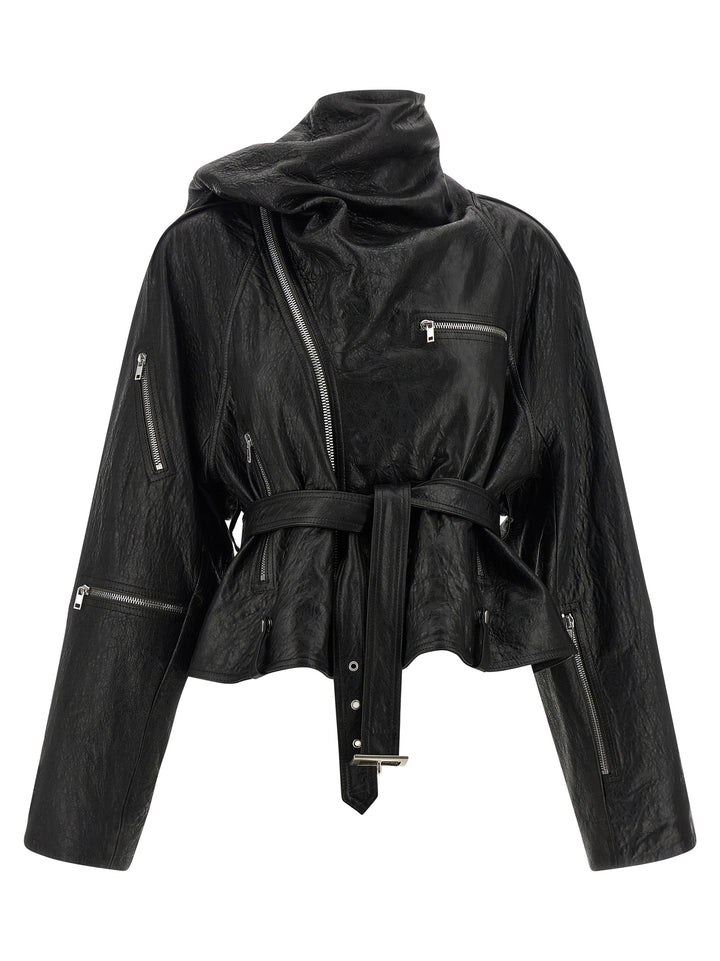 Rick Owens Cropped Scarf Flight Puffer Jackets - Nero | 50f5445d6a4b47ccf5503dfe2fef30b4b553fe89
