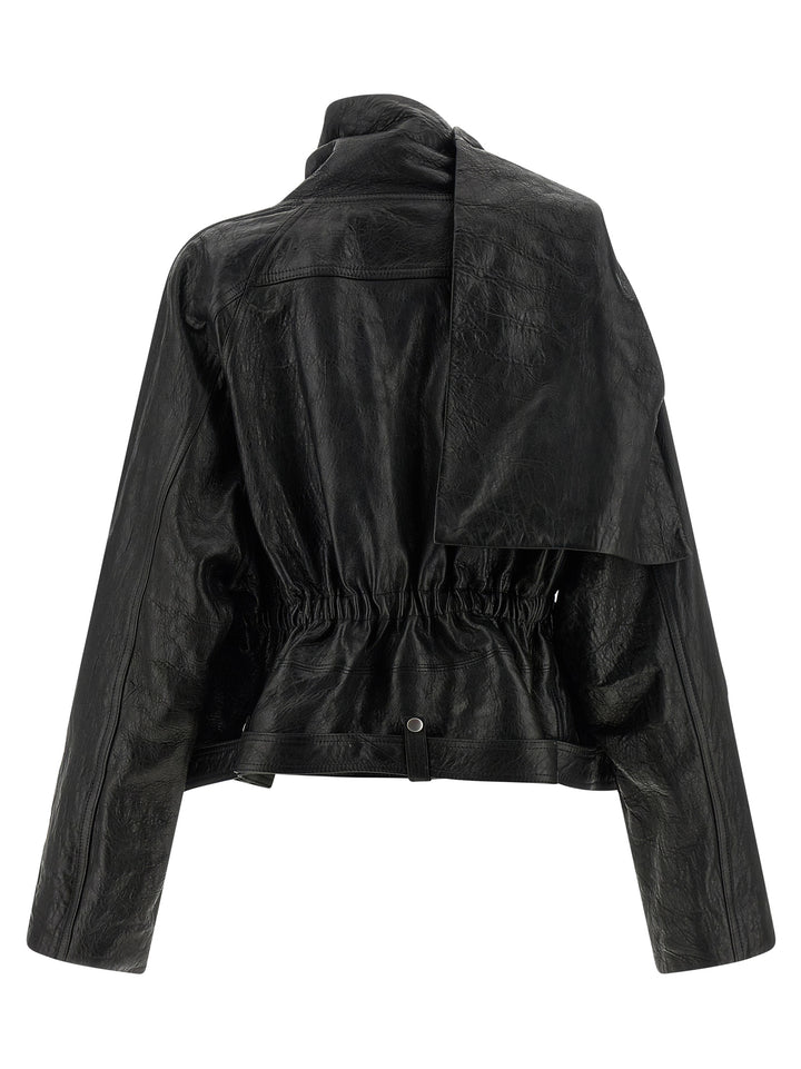 Rick Owens Cropped Scarf Flight Puffer Jackets - Nero | 538d9ad026656937c3168d4b883c2a9b220e8549