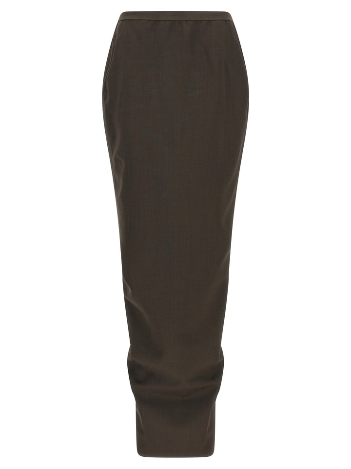 Rick Owens Soft Pillar Long Gonne - Grigio | 011c66ac6b32b7ed3c88368a730763228eabcfba