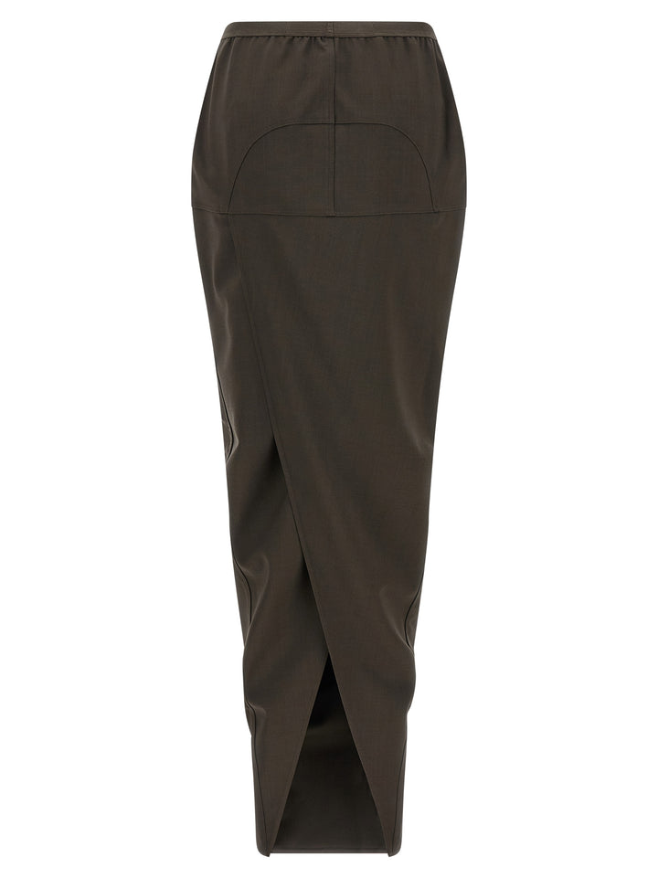 Rick Owens Soft Pillar Long Gonne - Grigio | b6d89766b15df61587475ea3984e9e83e25588b8