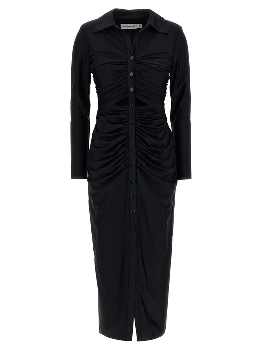 Black Jersey Cut Out Midi Abiti Nero