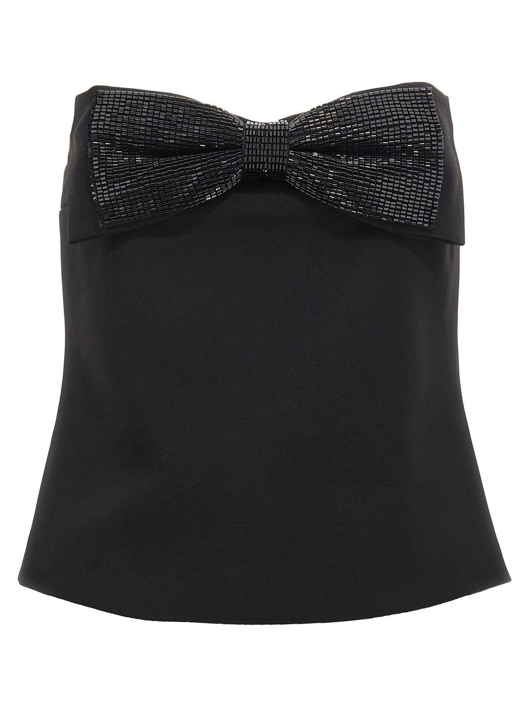Self Portrait Black Crepe Bandeau Top - Nero | 8e03443bd60717d282ae87ad1a40089d00358218