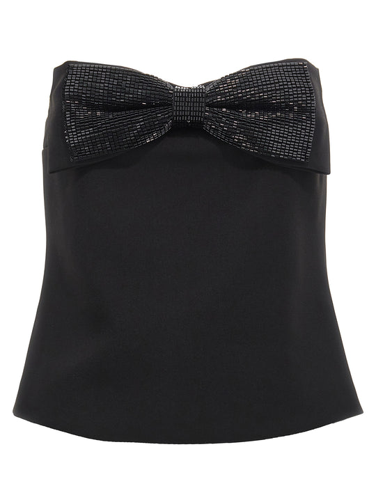 Black Crepe Bandeau Top Nero