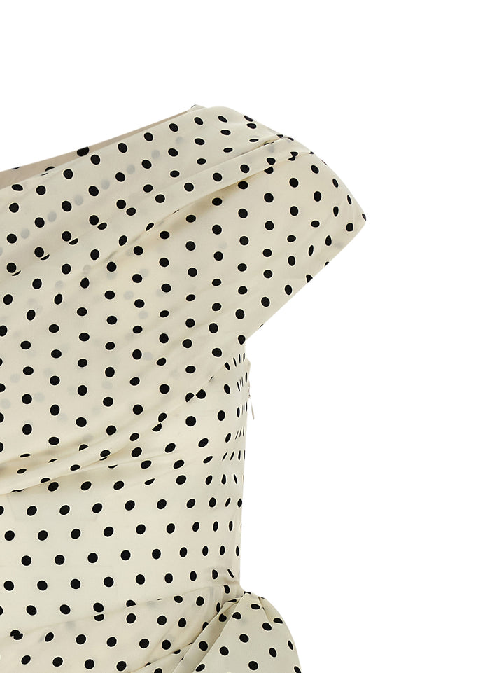 Self Portrait Polka Dot Satin Tie Side Mini Abiti - Bianco/Nero | f7a382260cc939617279a2153dcb4038c31ceea2