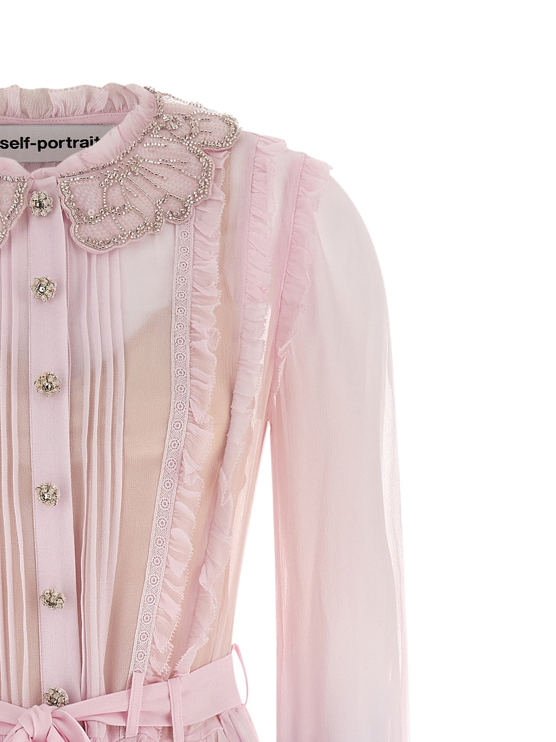 Self Portrait Pink Pleated Georgette Midi Gonne - Rosa | 309c722a9930fdaea6d80a07bcbbcd6975e7a264