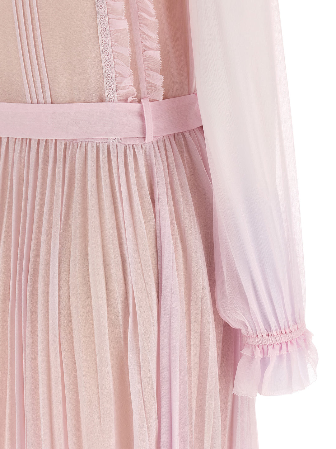 Self Portrait Pink Pleated Georgette Midi Gonne - Rosa | 83dd9e58f75ef430c13ab1237c222b47c228ab04