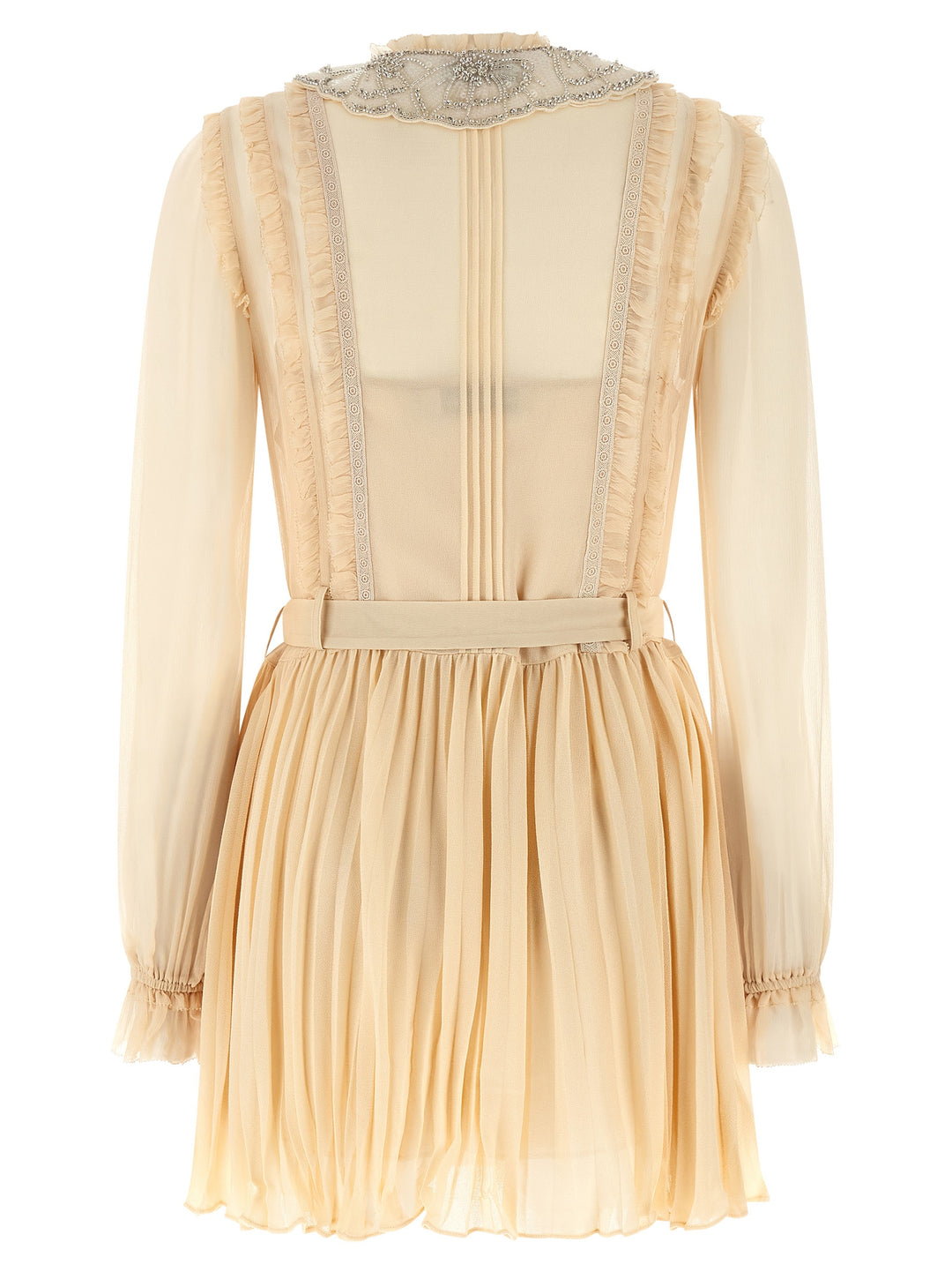Self Portrait Tan Pleated Georgette Mini Gonne - Giallo | d01ca7f7ac33f5d69031eed4cc1ed2aa6e423a18