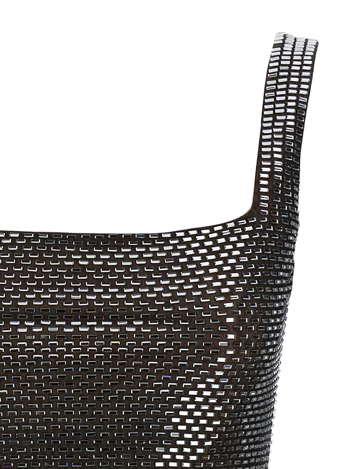 Self Portrait Gunmetal Rhinestone Mesh Mini Abiti - Grigio | 0d91d424469a417559b9351bdb457992407008e5