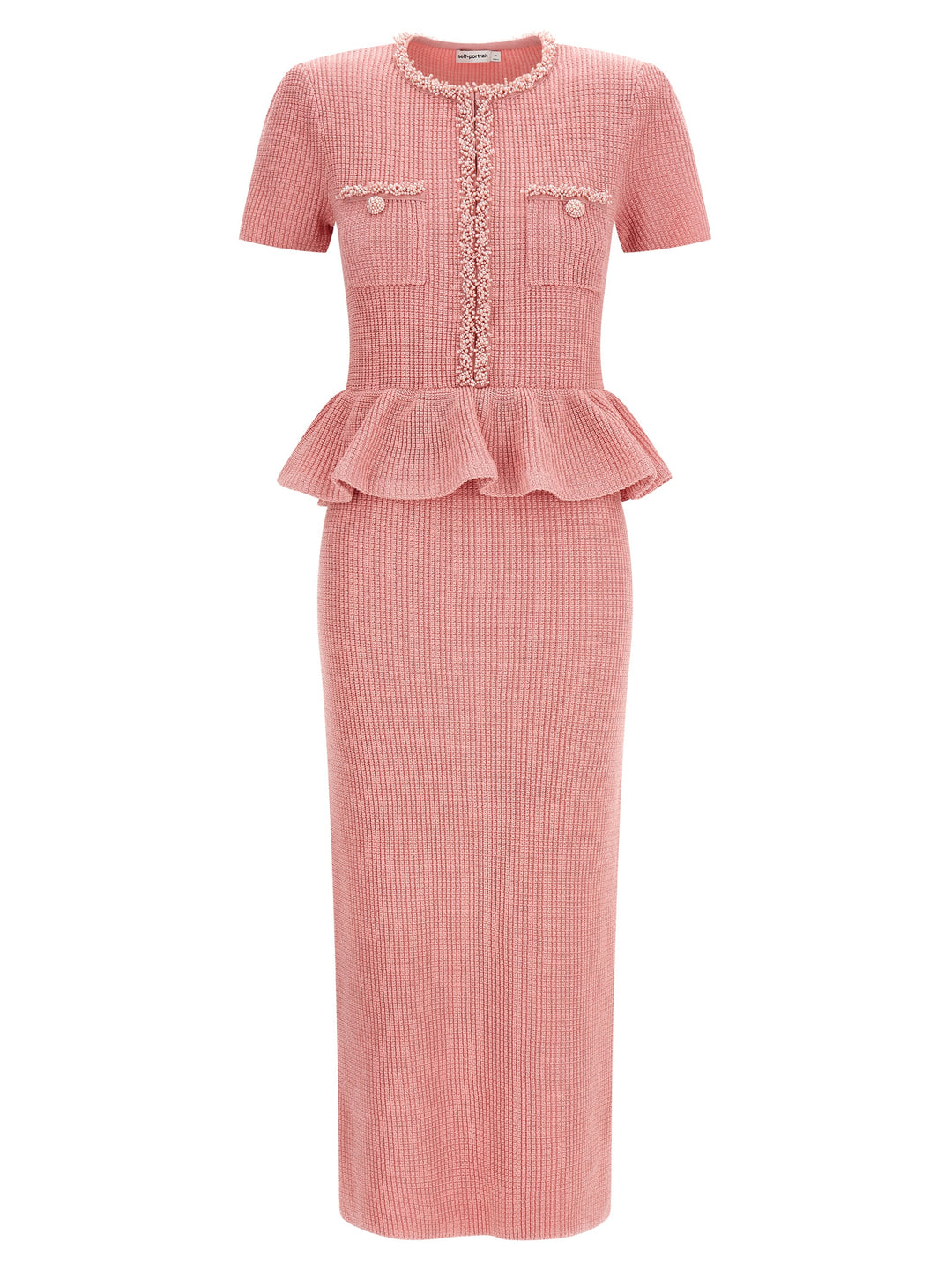 Self Portrait Pink Peplum Knit Midi Abiti - Rosa | 4da483fdcead6c1f029d28d9ec6bb71855a903e7