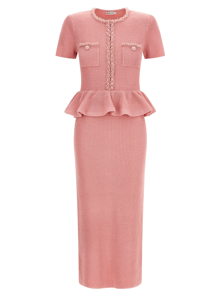 Self Portrait Pink Peplum Knit Midi Abiti - Rosa | 4da483fdcead6c1f029d28d9ec6bb71855a903e7
