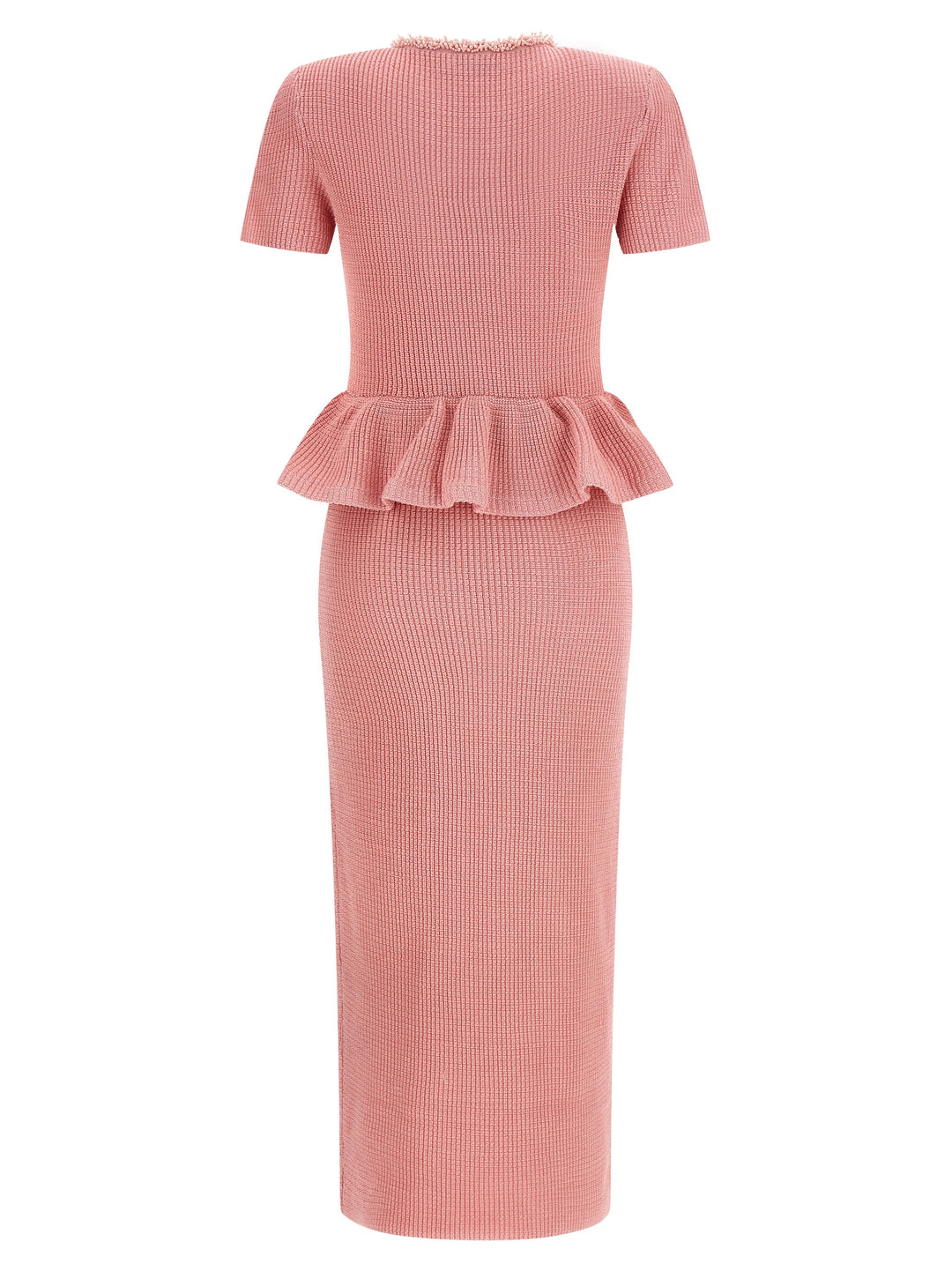 Self Portrait Pink Peplum Knit Midi Abiti - Rosa | 337b44e88116bf3d96927f1cf6ff7aad568c1421
