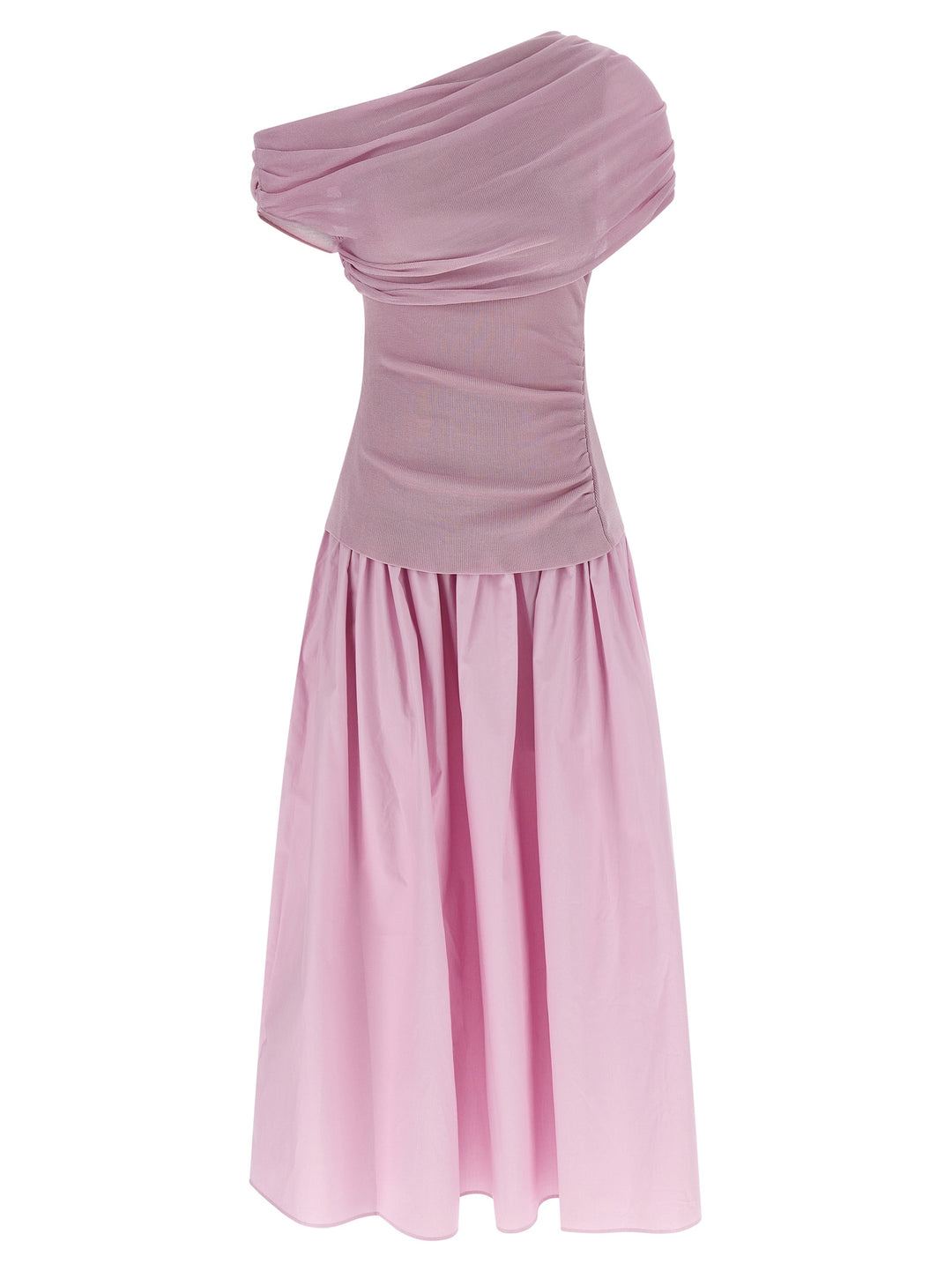Self Portrait Pink Cotton Draped Knit Midi Abiti - Rosa | d29b8b3ce7e9448855353d9d7e881c9c2bdab1d2