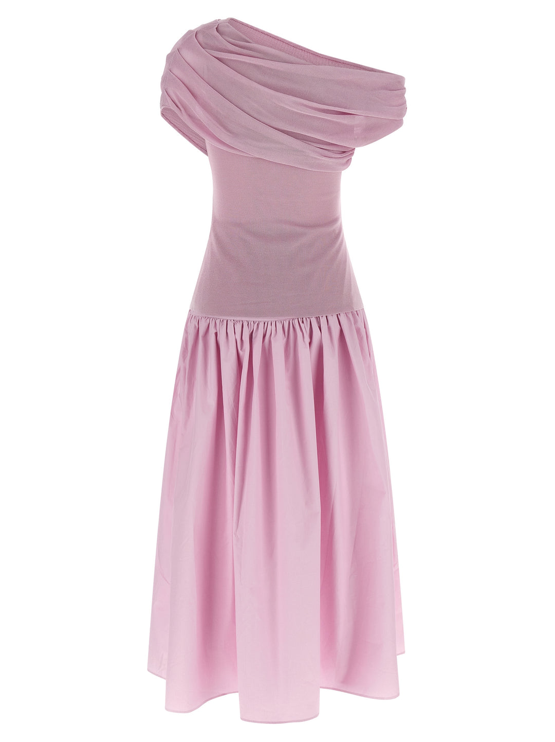 Self Portrait Pink Cotton Draped Knit Midi Abiti - Rosa | ca7f740c741f45a69291e3b4d8fcbf3d717d76f1