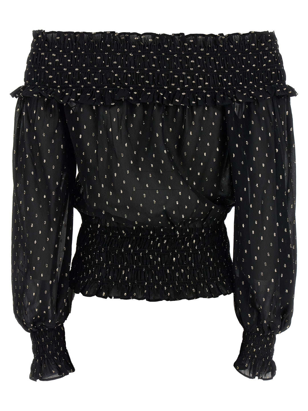 Self Portrait Black And Gold Chiffon Top - Nero | e1e7d8b63390a6aab3b7f6676ff361890e9c330a
