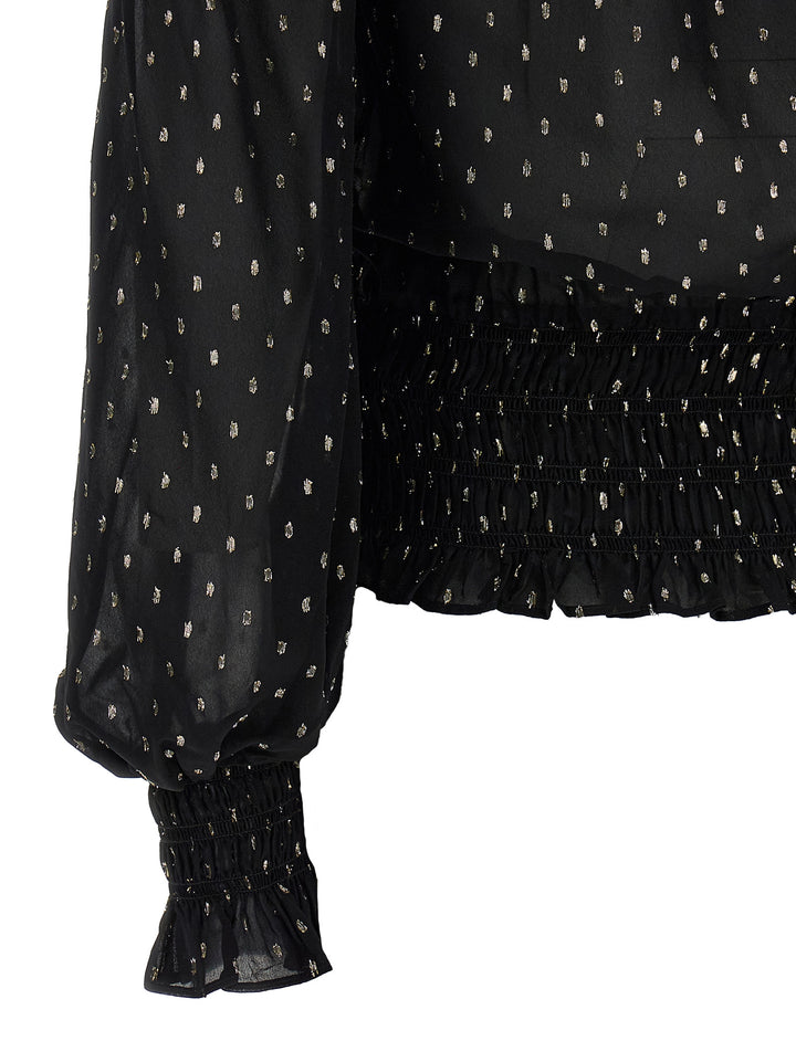Self Portrait Black And Gold Chiffon Top - Nero | b73d059316be4a7f87d1e2485ac74ca1be0319ef