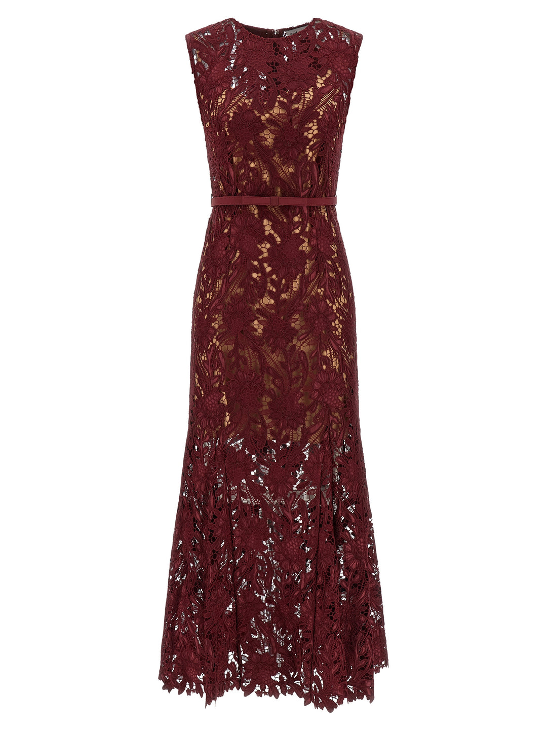 Self Portrait Burgundy Guipure Lace Midi Abiti - Bordeaux | e608486cb1ec755563c48e69aaa9628deb1759b2