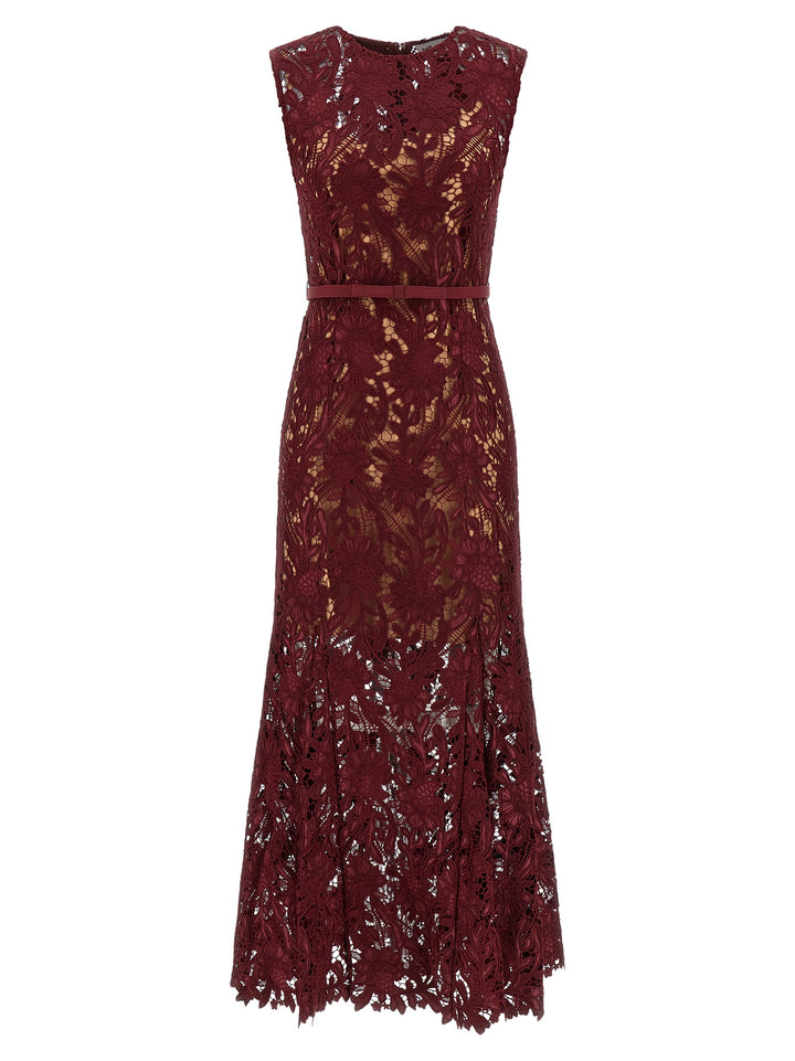 Self Portrait Burgundy Guipure Lace Midi Abiti - Bordeaux | e608486cb1ec755563c48e69aaa9628deb1759b2