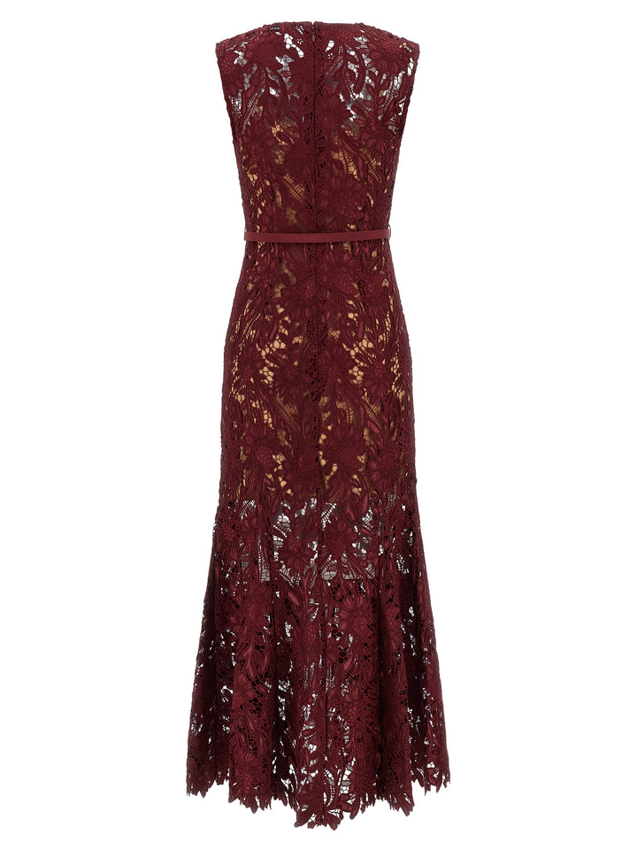 Self Portrait Burgundy Guipure Lace Midi Abiti - Bordeaux | 5967c530ac8f82f8918e9a78b6c7c1e7f76d249f