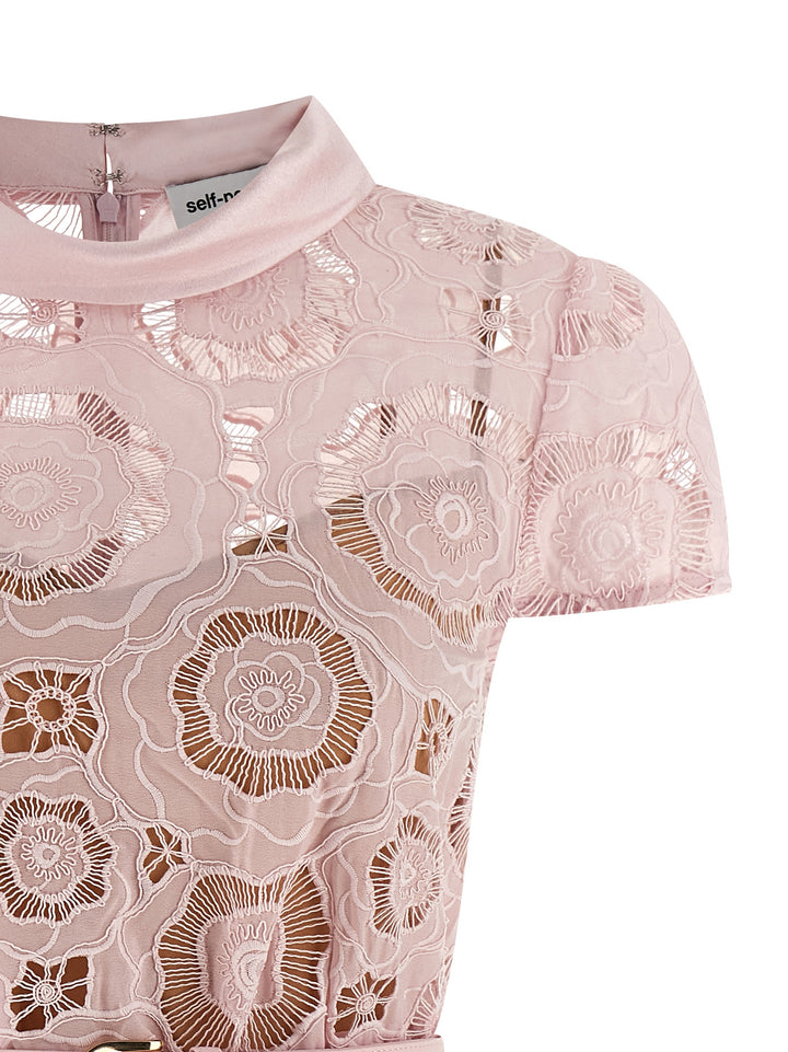 Self Portrait Pink Floral Lace Mini Gonne - Rosa | 21c9db509f775b0aecec7c494fc057021a7df020