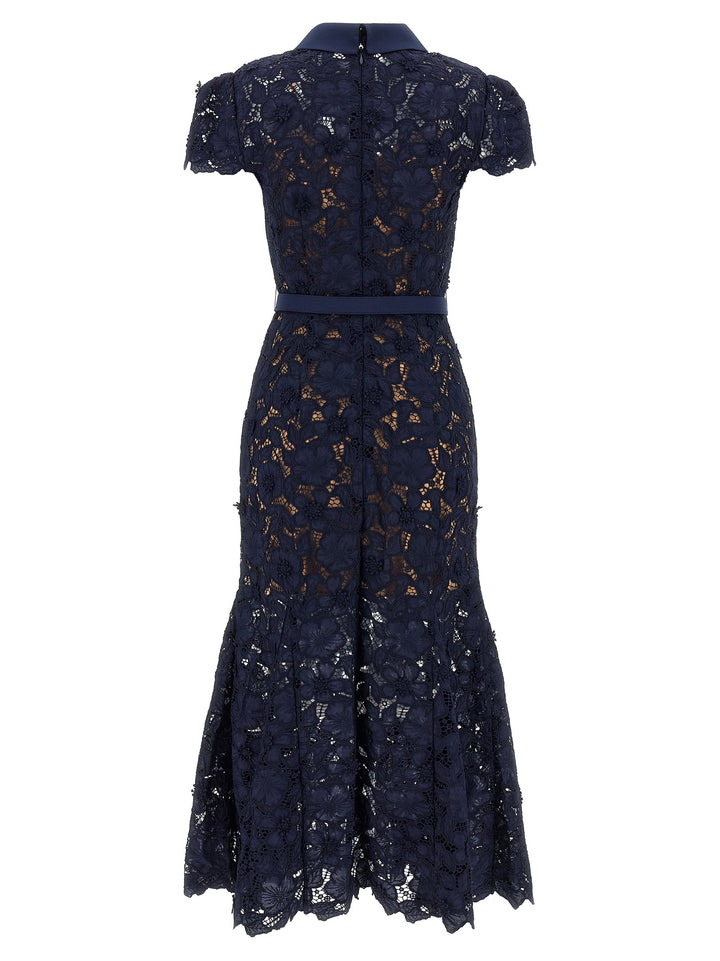 Self Portrait Navy Guipure Lace Midi Abiti - Blu | 7d7dee689a1acb8ddb830c62d608ef3e772b3310