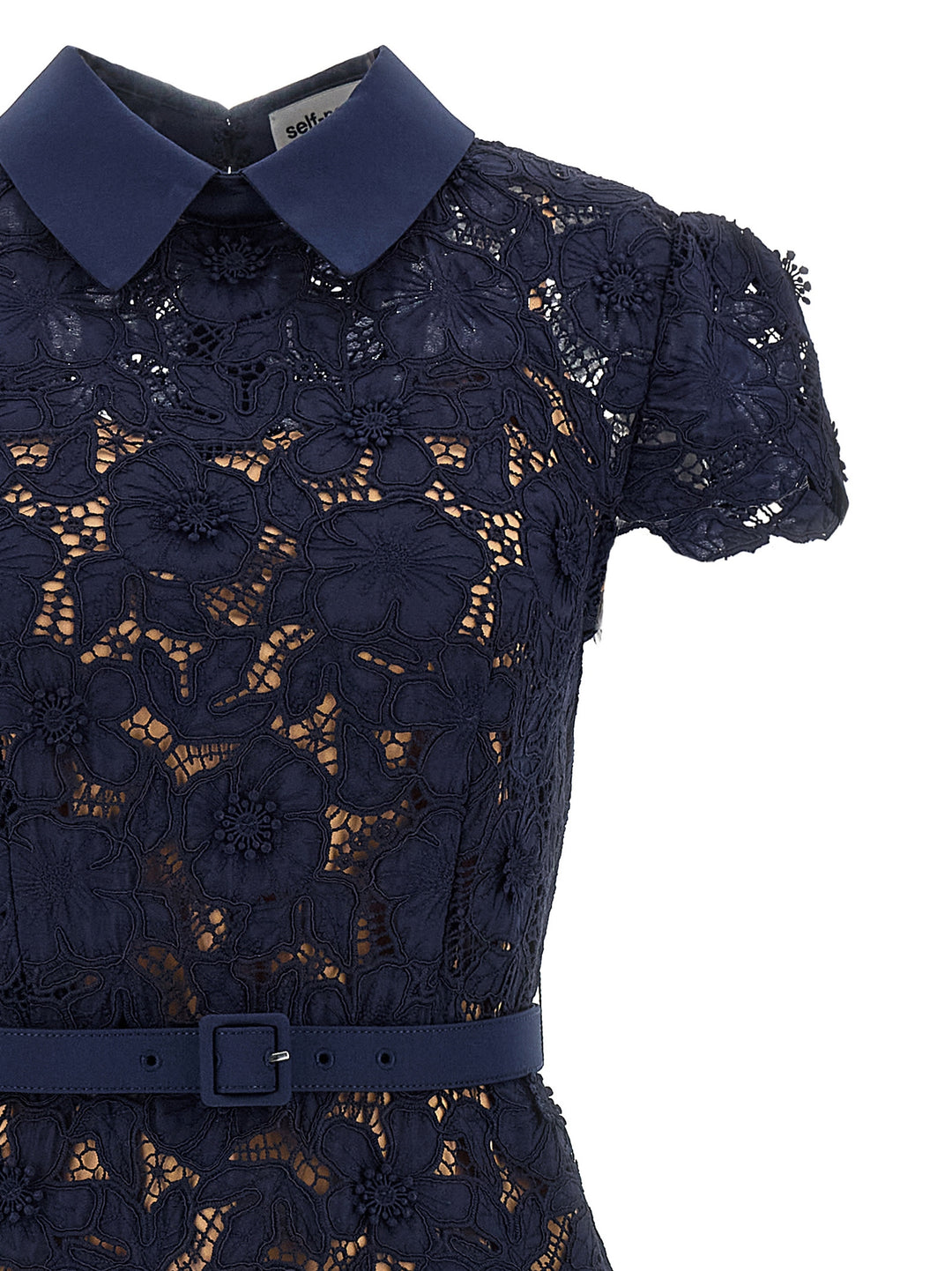 Self Portrait Navy Guipure Lace Midi Abiti - Blu | 958a31acb37e9909ed0428d9d4a02ae11da902fb