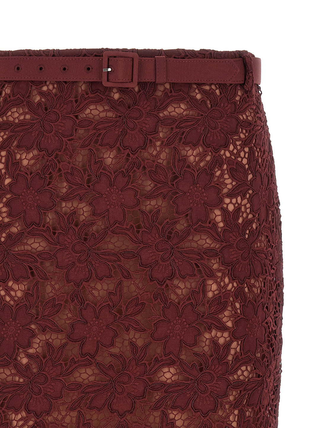 Self Portrait Burgundy Guipure Lace Midi Gonne - Bordeaux | bdca53a0aceabd03c1bf1f191d84effb641c0257