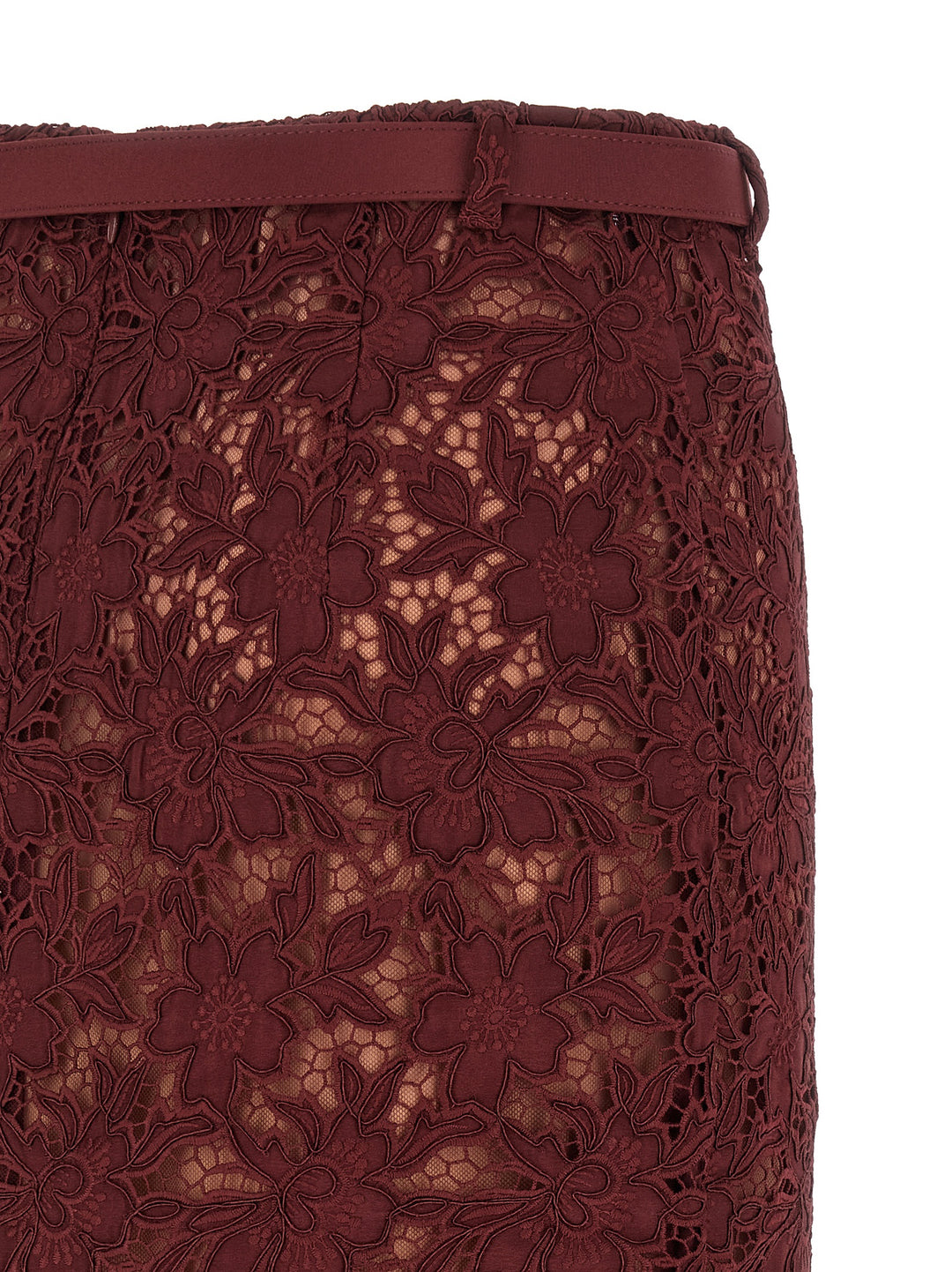 Self Portrait Burgundy Guipure Lace Midi Gonne - Bordeaux | 536539699f98877afc2540b226ce76b25d3f5986