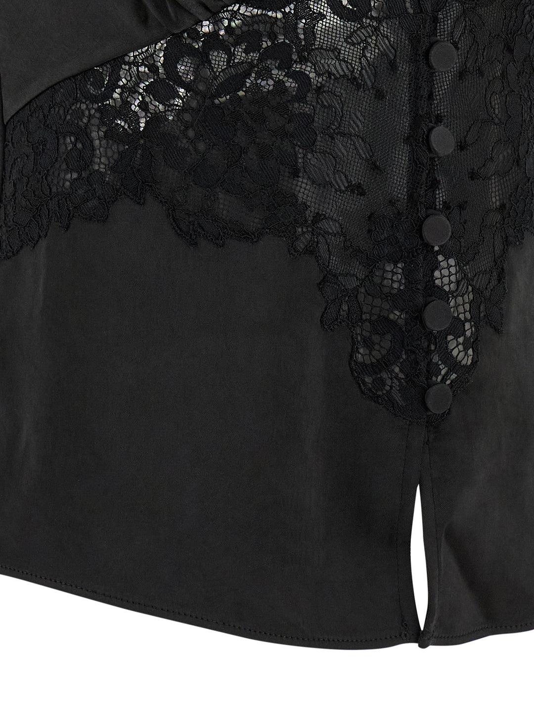 Self Portrait Black Satin Lace Top - Nero | d0cf375f1267fbb3faf54e4468a8fec1f6ea1dbd