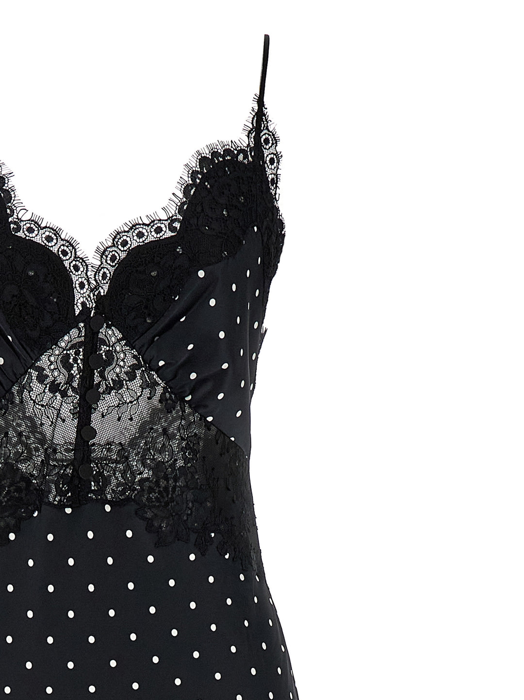 Self Portrait Polka Dot Satin Lace Maxi Abiti - Bianco/Nero | a6f816e3958d02e9e4b47657a43ab1b7c0e9bb54