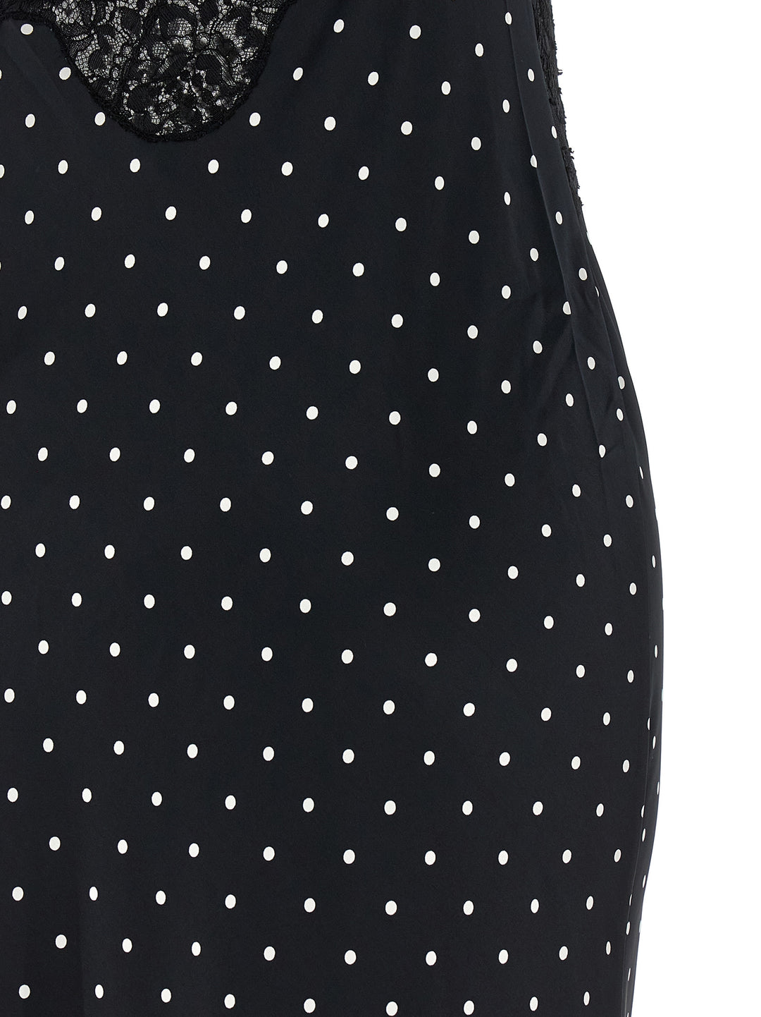 Self Portrait Polka Dot Satin Lace Maxi Abiti - Bianco/Nero | 2638648572b06c0b65da42a775ba790ef64681b3