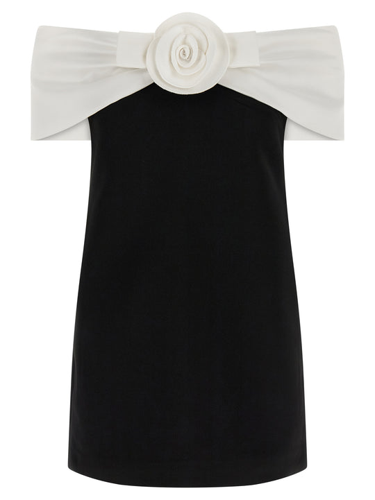 Black CrêPe Flower Mini Gonne Bianco/Nero