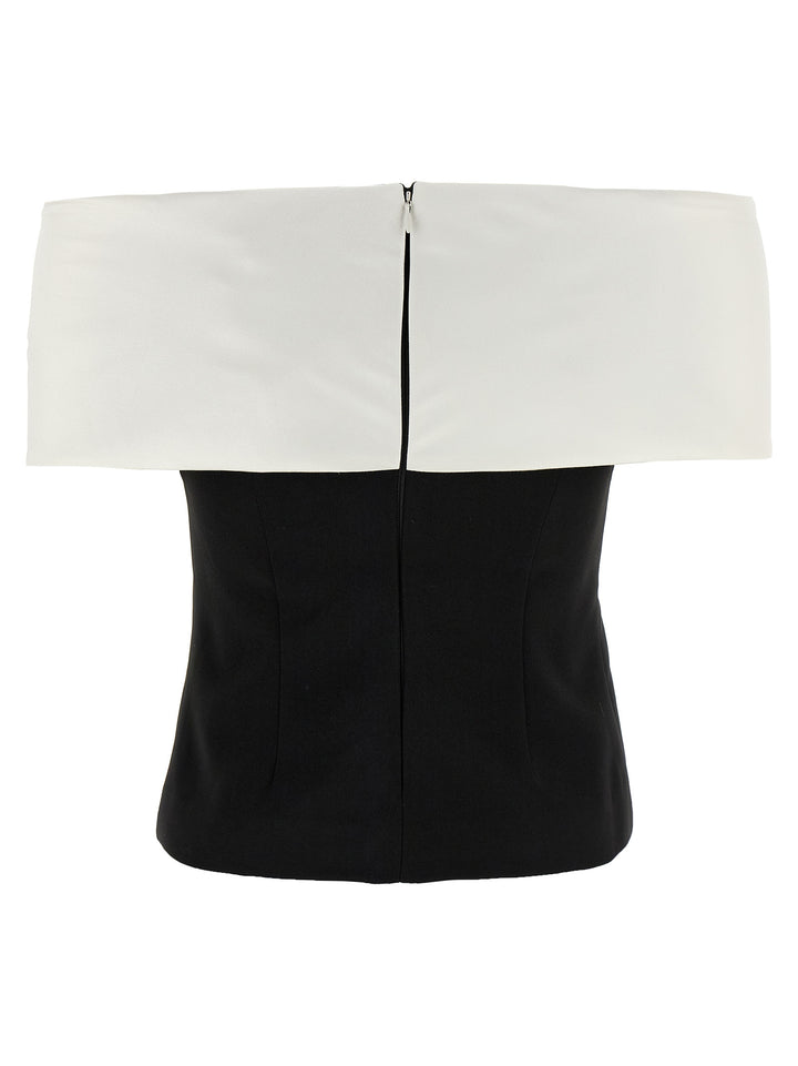 Self Portrait Black Crêpe Flower Top - Bianco/Nero | d4b6a6e7062f6f17340258eb35772e914fa1855d