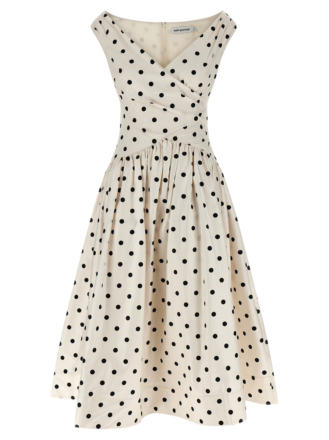 Self Portrait Cream Polka Dot Cotton Midi Abiti - Bianco/Nero | be792bc7ae6cc053be197f0a2b7980c106efaad4