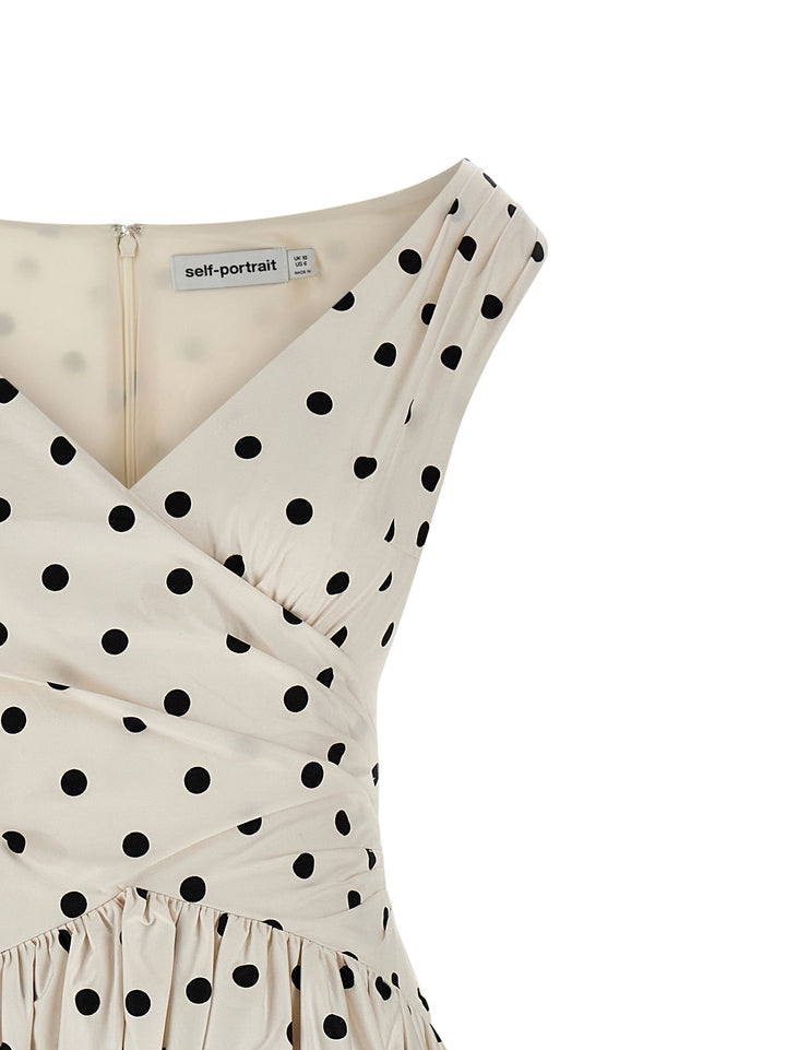 Self Portrait Cream Polka Dot Cotton Midi Abiti - Bianco/Nero | e35d368657a704adf44e694eaa7fb6486a22091d