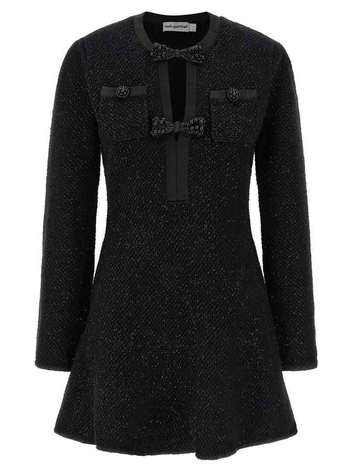 Self Portrait Black Sequin Knit Mini Abiti - Nero | 09e1dbcc565ac37e11edbcecd32f8f0c898c3f3d