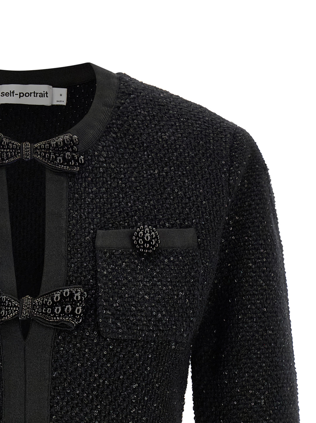 Self Portrait Black Sequin Knit Mini Abiti - Nero | 946e3ee627baac5af0707b1a81c6dddd54127608