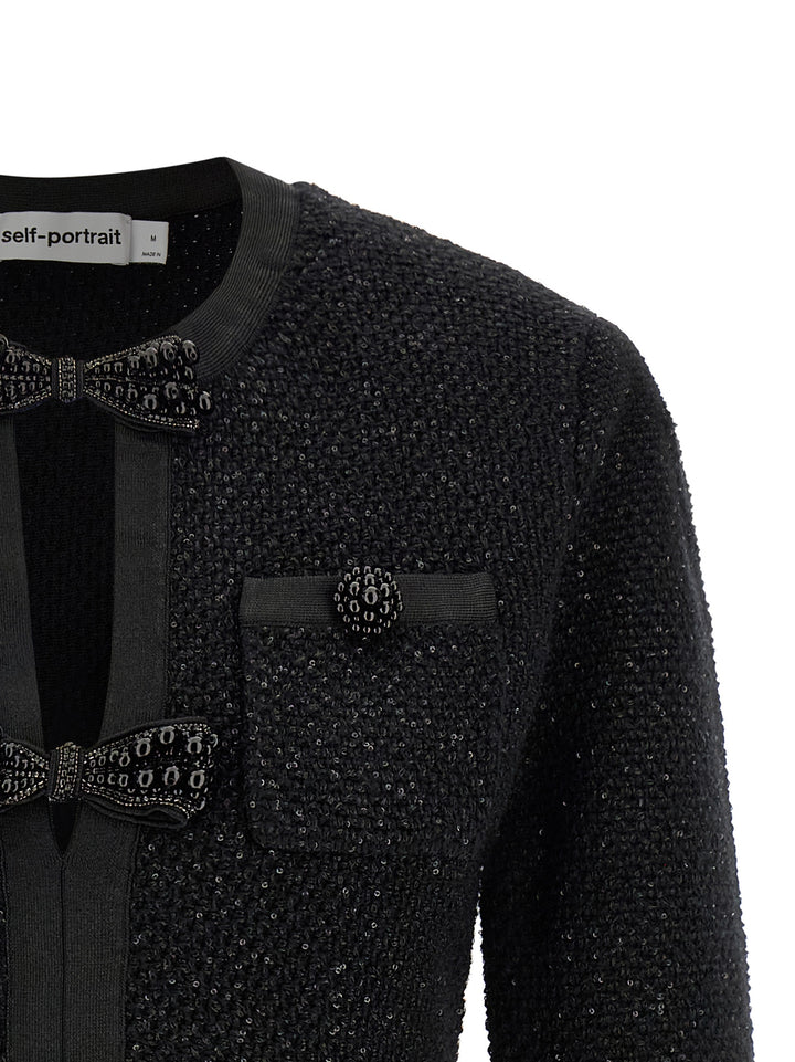 Self Portrait Black Sequin Knit Mini Abiti - Nero | 946e3ee627baac5af0707b1a81c6dddd54127608
