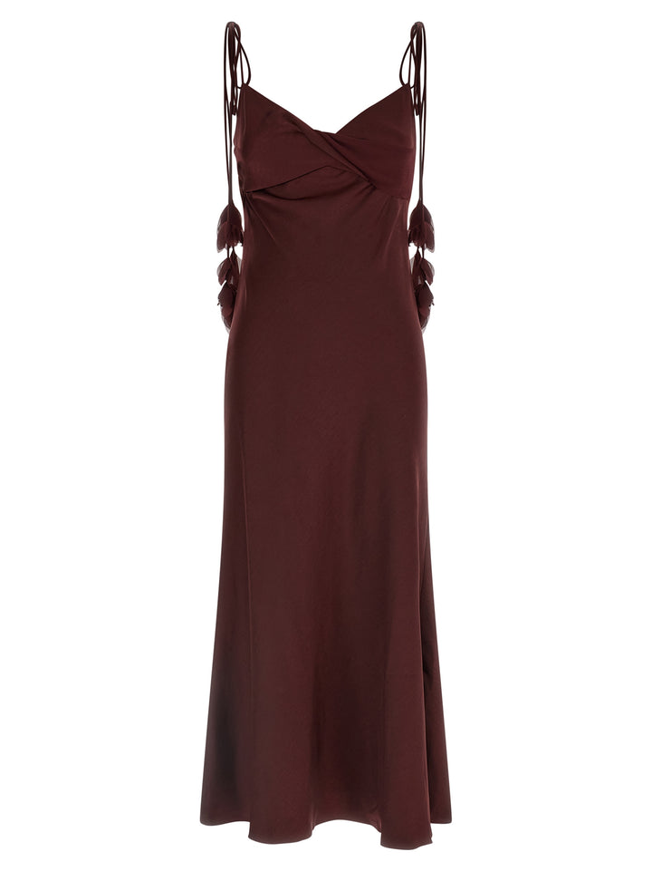 Self Portrait Burgundy Satin Flower Midi Abiti - Bordeaux | e1ffc3102496442dfe9d0f4210a0940f5a1eeb95