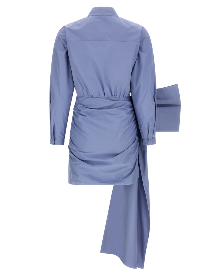 Self Portrait Blue Cotton Tie Side Mini Gonne - Celeste | 63c776102f109e58eb733cf6fb7606ba7f1bf356