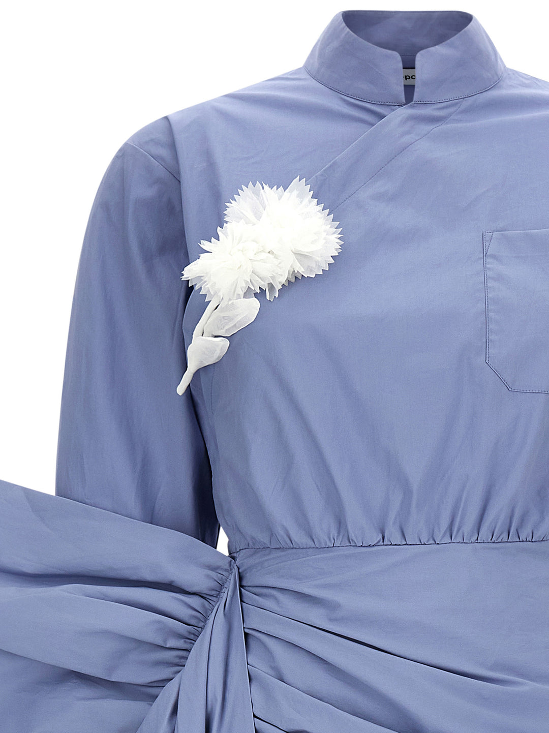 Self Portrait Blue Cotton Tie Side Mini Gonne - Celeste | 8227be9cac602162d9c0d77f26e2cb0361239de5