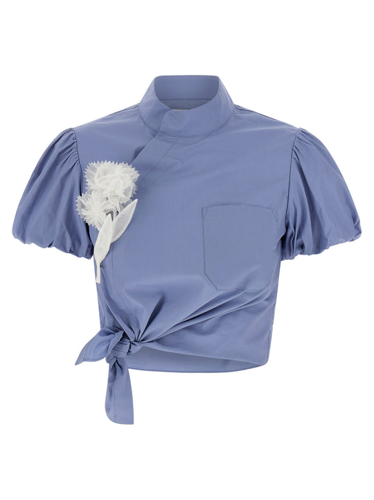 Blue Cotton Tie Side Top Celeste