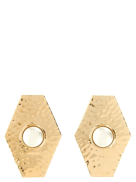 Large Hammered Gold Pearl Gioielli Oro